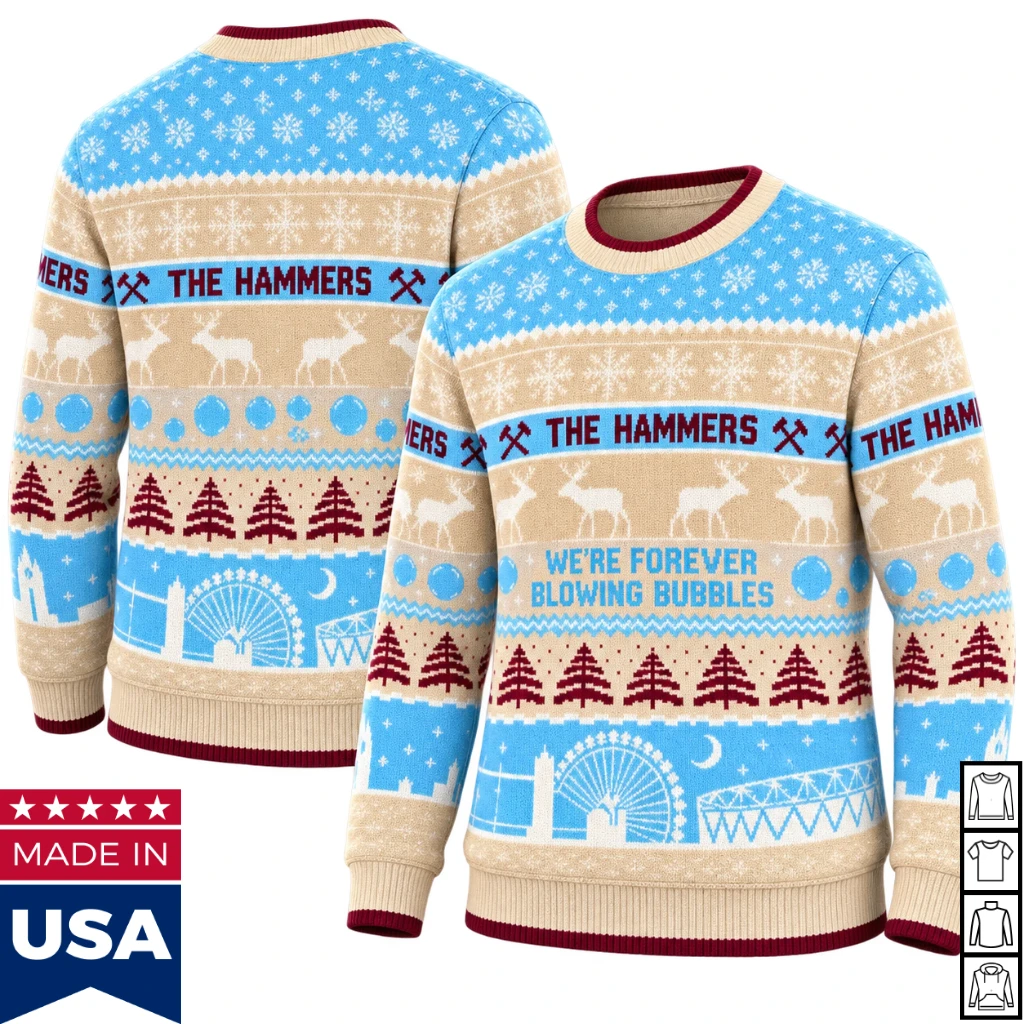 West Ham United We Are Forever Blowing Bubbles Christmas Sweater